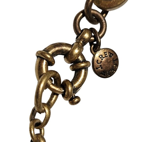 J.Crew Art Deco Statement Bib Necklace Geometric Beads Gold Tone Chain Jewelry - Picture 4 of 6